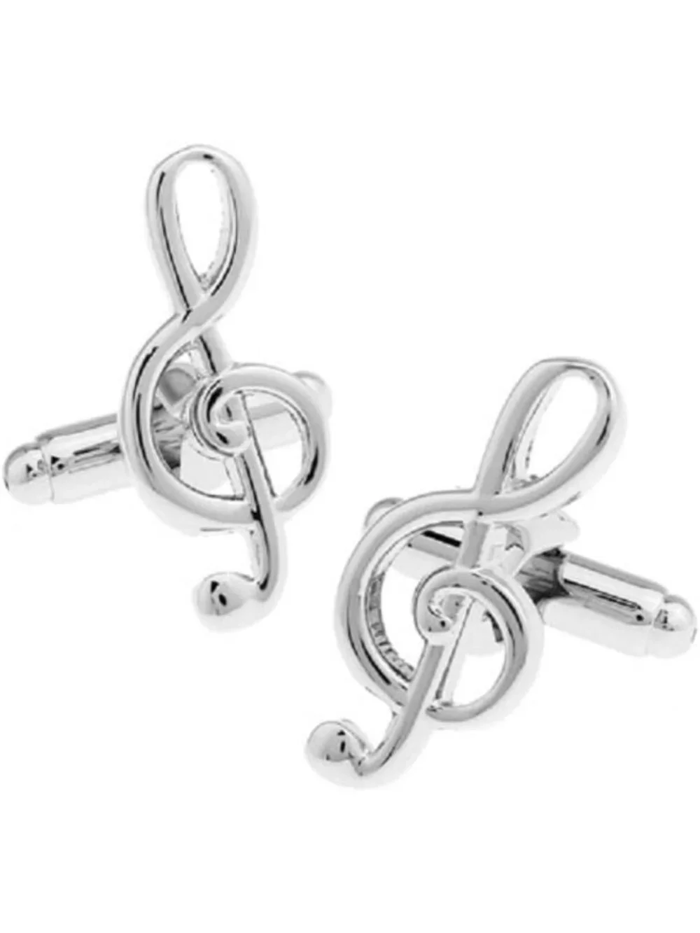 Stylish Music Notes Treble Cufflinks - 4 Pairs in Gift Box with Polishing Cloth